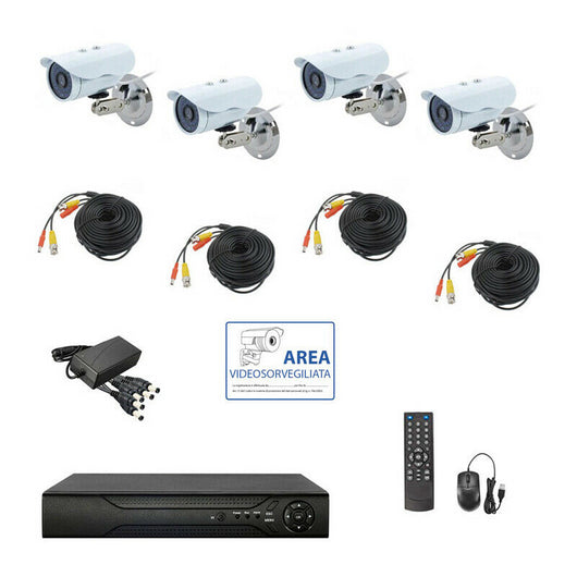 KIT VIDEOSORVEGLIANZA AHD IP CLOUD DVR 4 CANALI 4 TELECAMERE HD INFRAROSSI - ZENCOCCO