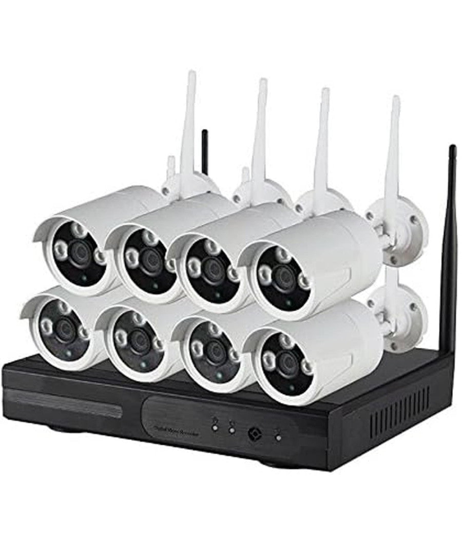 Kit Videosorveglianza Ip Wireless Nvr 8 Canali 8 Telecamere Ip Full Hd Wifi         