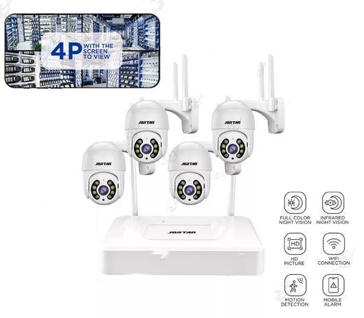 Kit Videosorveglianza NVR HD 1080p WIFI IP 4 Telecamere PTZ Infrarossi JT-8276 - ZENCOCCO