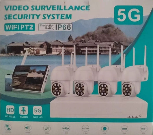 KIT videosorveglianza wireless 4g NVR 4CH Combo 4 telecamere HD WIFI PTZ 5MP ip66 - ZENCOCCO