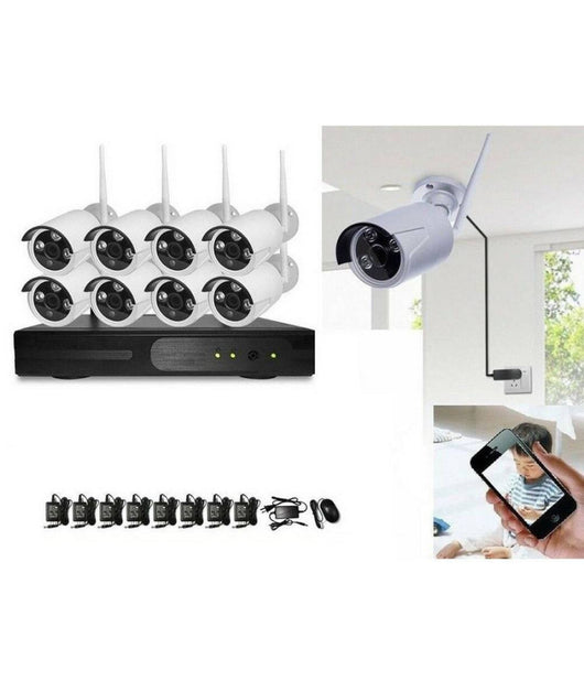 Kit Videosorveglianza Wireless Dvr Nvr 8 Canali 8 Telecamera Wireless 3.6mm         