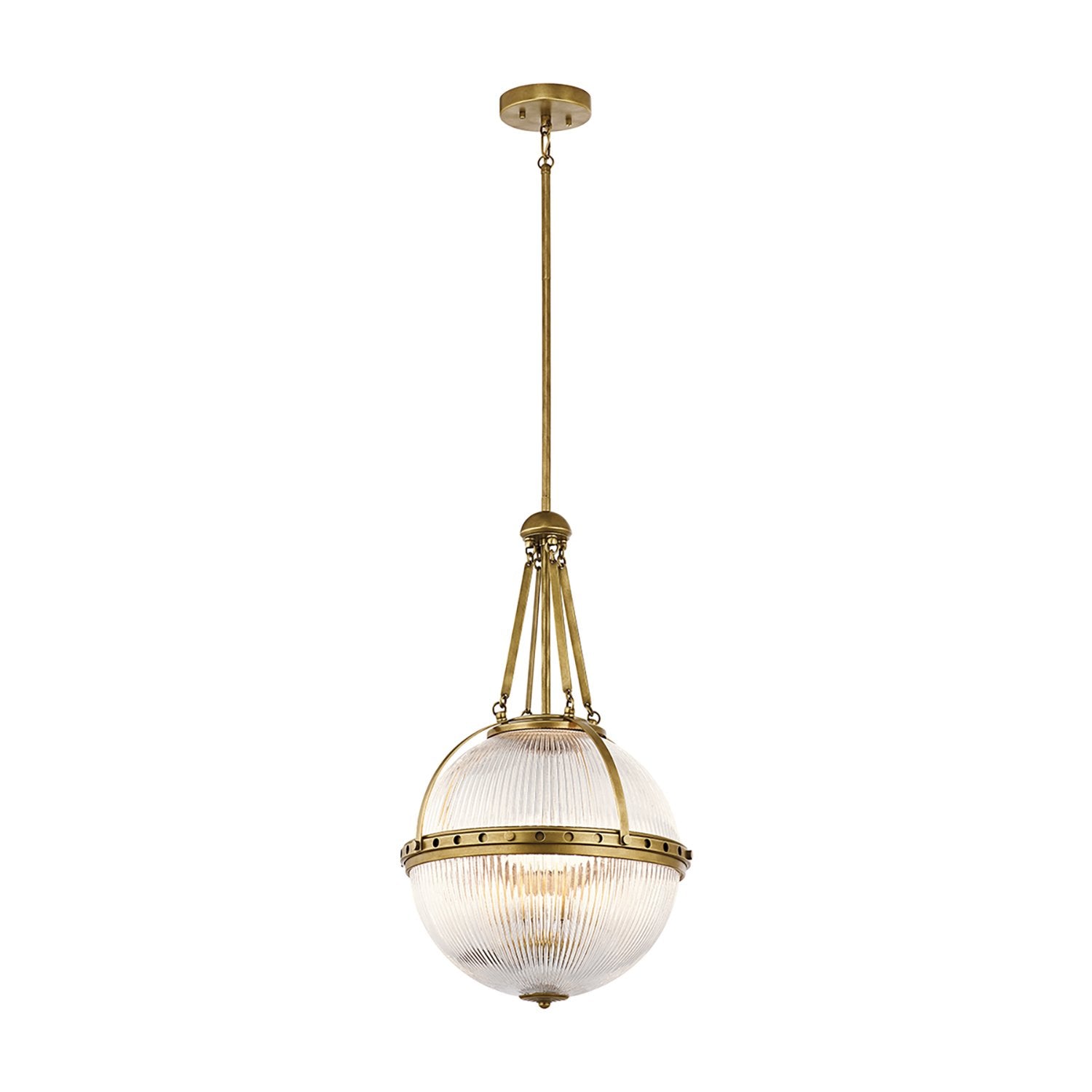 Lampadario Contemporaneo Aster Vetro Ottone Naturale 3 Luci E14