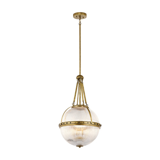 Lampadario Contemporaneo Aster Vetro Ottone Naturale 3 Luci E14