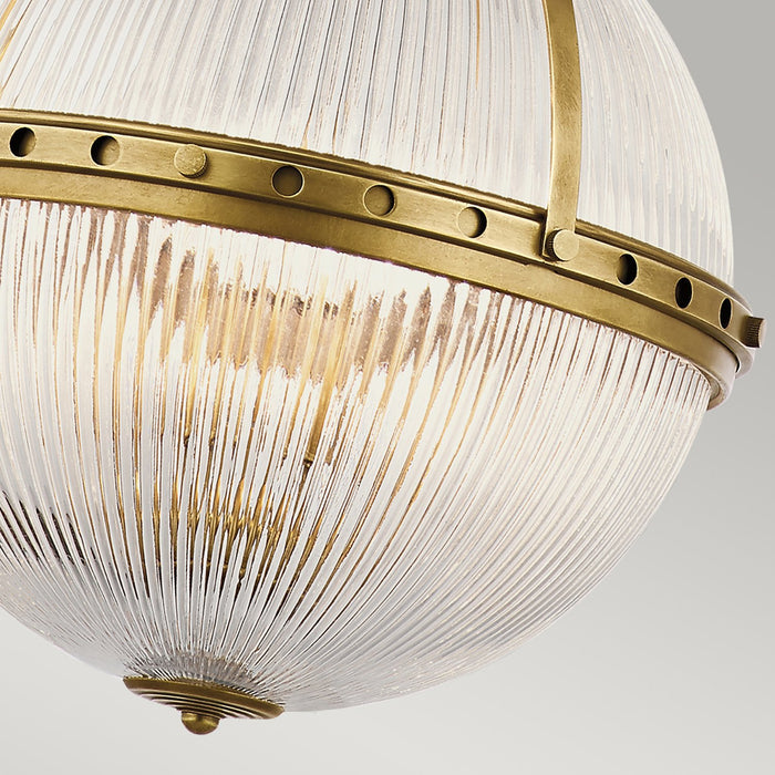 Lampadario Contemporaneo Aster Vetro Ottone Naturale 3 Luci E14