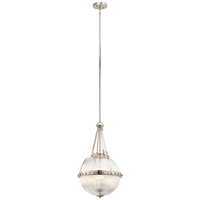 Lampadario Contemporaneo Aster Vetro Nichel Lucido 3 Luci E14