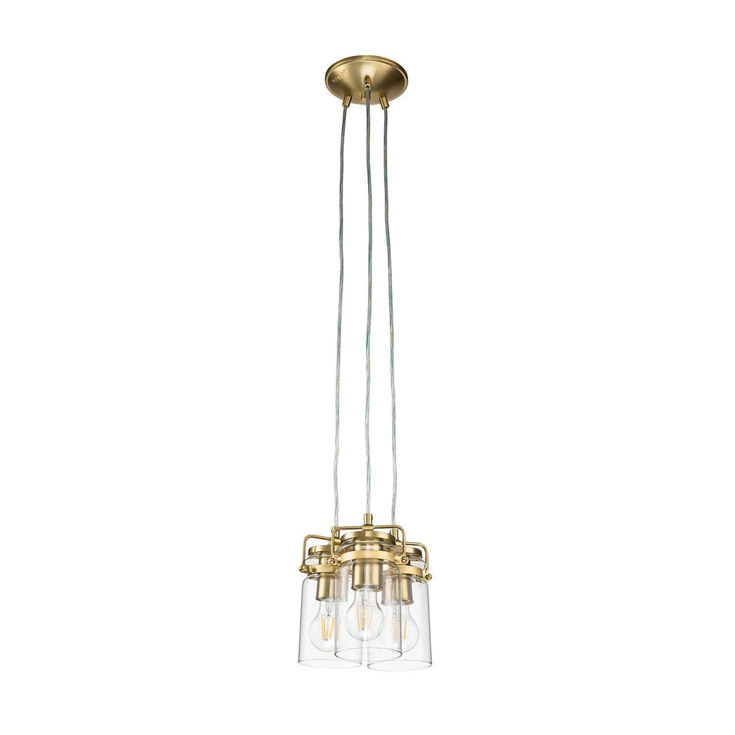 Lampadario Contemporaneo Brinley Acciaio Ottone Spazzolato 3 Luci E27