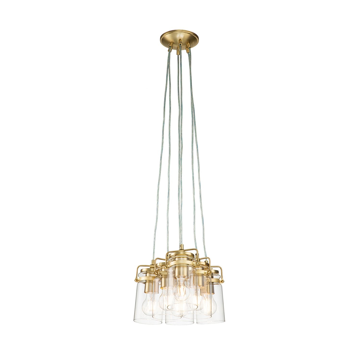 Lampadario Contemporaneo Brinley Acciaio Ottone Spazzolato 6 Luci E27