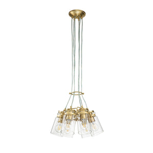 Lampadario Contemporaneo Brinley Acciaio Ottone Spazzolato 6 Luci E27