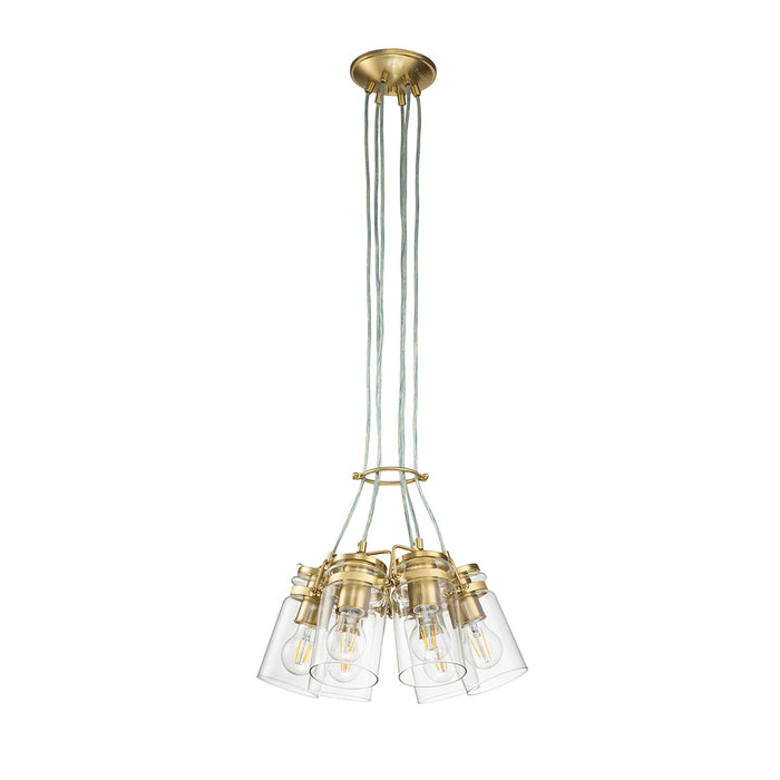 Lampadario Contemporaneo Brinley Acciaio Ottone Spazzolato 6 Luci E27