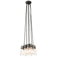 Lampadario Contemporaneo Brinley Acciaio Bronzo Antico Vetro 6 Luci E27