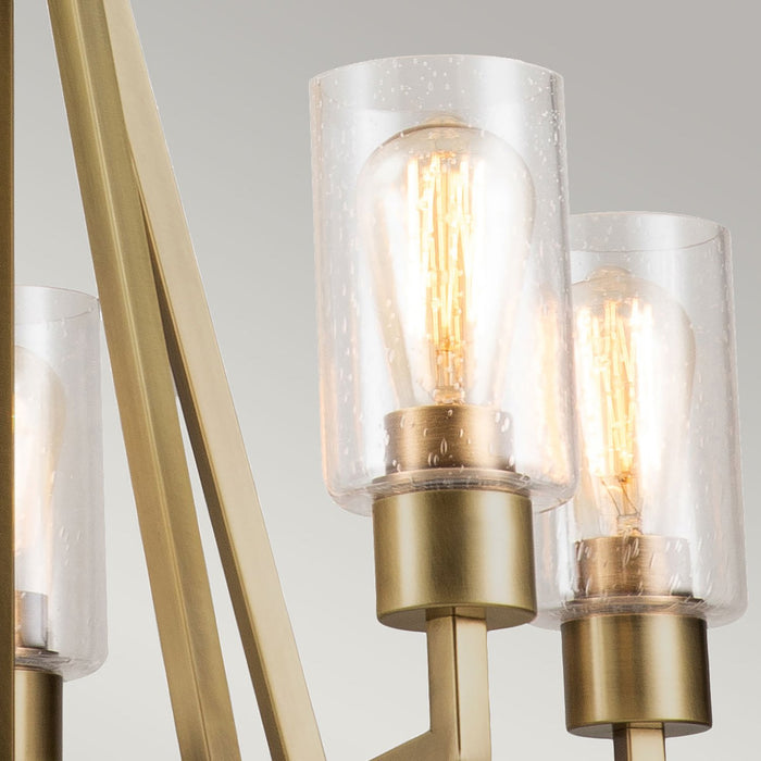 Lampadario Contemporaneo Deryn Acciaio Ottone Naturale 5 Luci E27