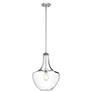 Sospensione Contemporanea Everly Acciaio Cromo Vetro 1 Luce E27