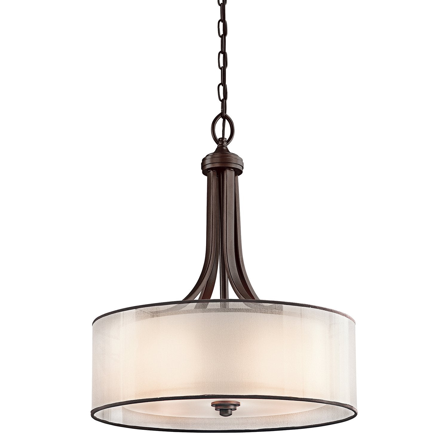 Lampadario Contemporaneo Lacey Acciaio Bronzo Antico Tessuto 4 Luci E27