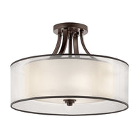 Lampadario Contemporaneo Lacey Metallo Bronzo Antico Tessuto 4 Luci E27