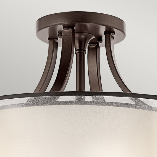 Lampadario Contemporaneo Lacey Metallo Bronzo Antico Tessuto 4 Luci E27