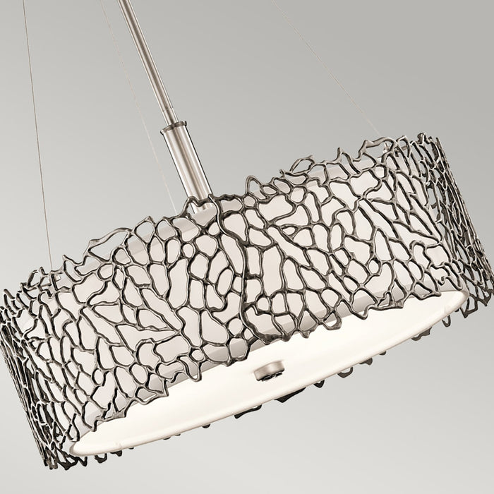 Lampadario Contemporaneo Silver Coral Metallo Peltro Classico Vetro 3 Luci E27