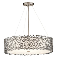 Lampadario Contemporaneo Silver Coral Metallo Peltro Classico Vetro 4 Luci E27