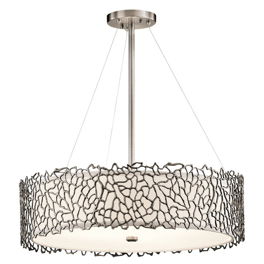 Lampadario Contemporaneo Silver Coral Metallo Peltro Classico Vetro 4 Luci E27