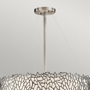 Lampadario Contemporaneo Silver Coral Metallo Peltro Classico Vetro 4 Luci E27