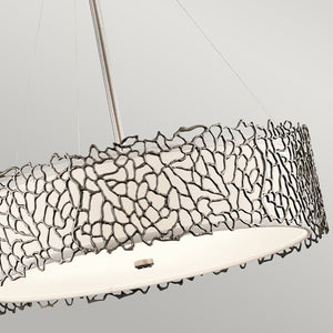 Lampadario Contemporaneo Silver Coral Metallo Peltro Classico Vetro 4 Luci E27