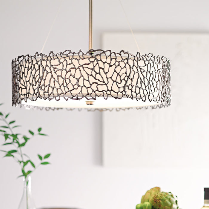 Lampadario Contemporaneo Silver Coral Metallo Peltro Classico Vetro 4 Luci E27