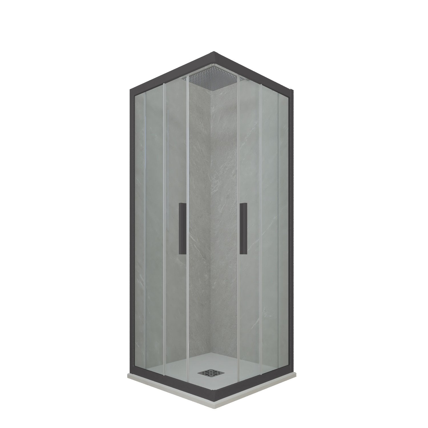 Box doccia angolare scorrevole 70x80 CM H 200 Vetro Trasparente Profilo Antracite mod. Kolors