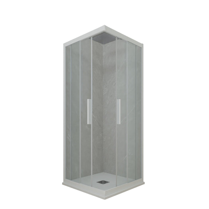 Box doccia angolare scorrevole 90x90 CM H 200 Vetro Trasparente Profilo Bianco Matt mod. Kolors