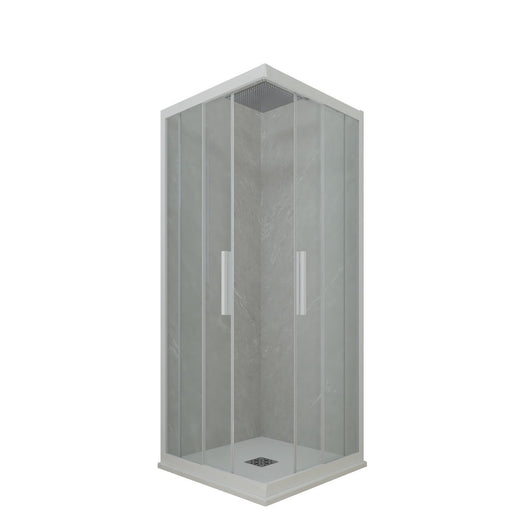 Box doccia angolare scorrevole 70x75 CM H 200 Vetro Trasparente Profilo Bianco Matt mod. Kolors