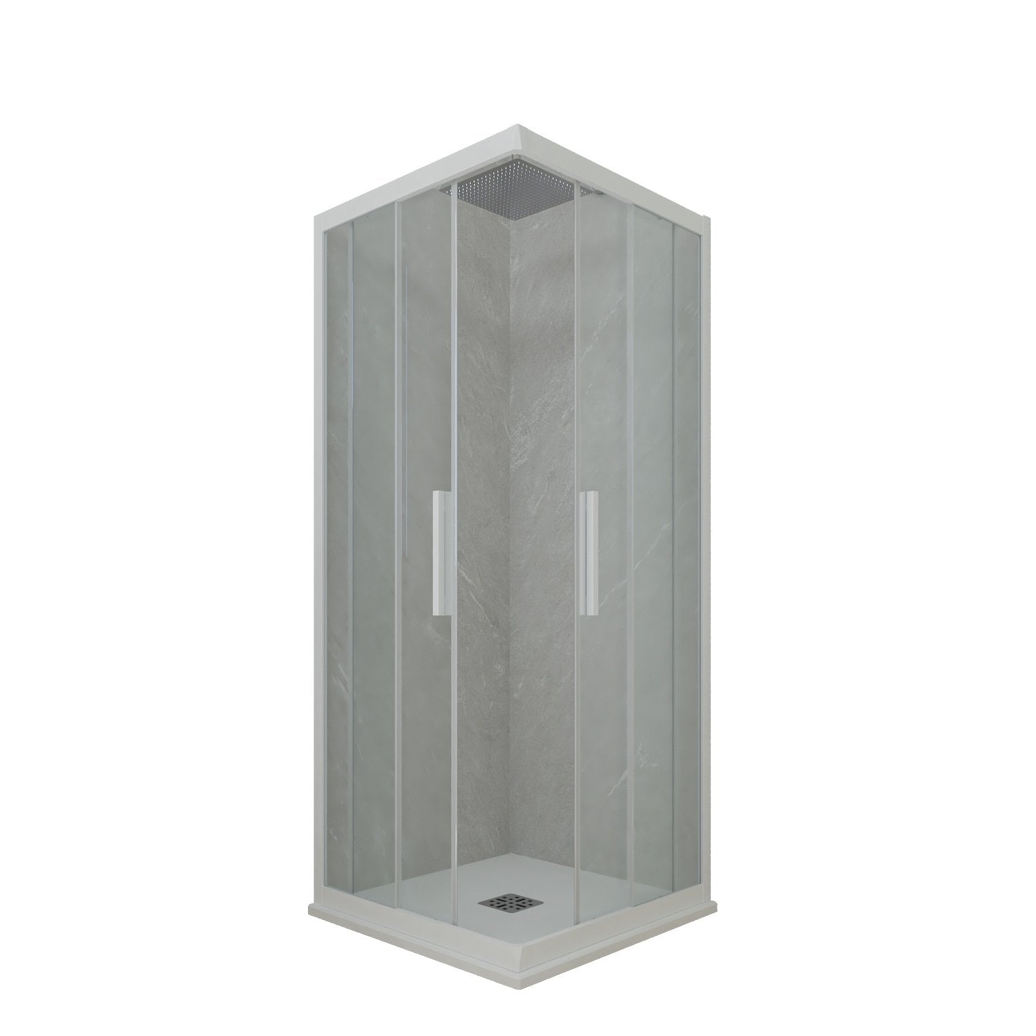 Box doccia angolare scorrevole 70x80 CM H 200 Vetro Trasparente Profilo Bianco Matt mod. Kolors