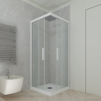 Box doccia angolare scorrevole 70x70 CM H 200 Vetro Trasparente Profilo Bianco Matt mod. Kolors