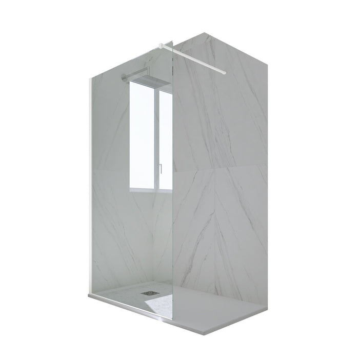 Parete doccia Walk-in da 100 CM H 200 Vetro Trasparente Profilo Bianco Matt in pvc mod. Kolors