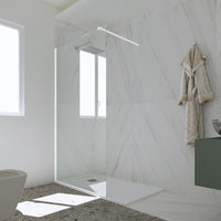 Parete doccia Walk-in da 120 CM H 200 Vetro Trasparente Profilo Bianco Matt in pvc mod. Kolors