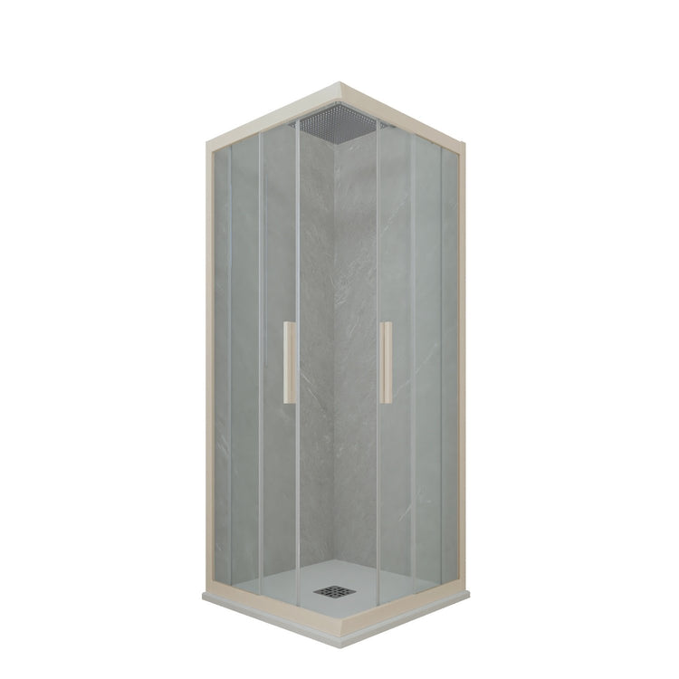 Box doccia angolare scorrevole 75x90 CM H 200 Vetro Trasparente Profilo Champagne mod. Kolors