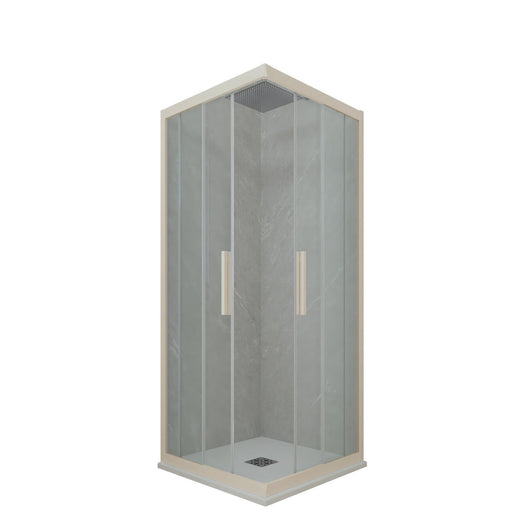 Box doccia angolare scorrevole 75x120 CM H 200 Vetro Trasparente Profilo Champagne mod. Kolors