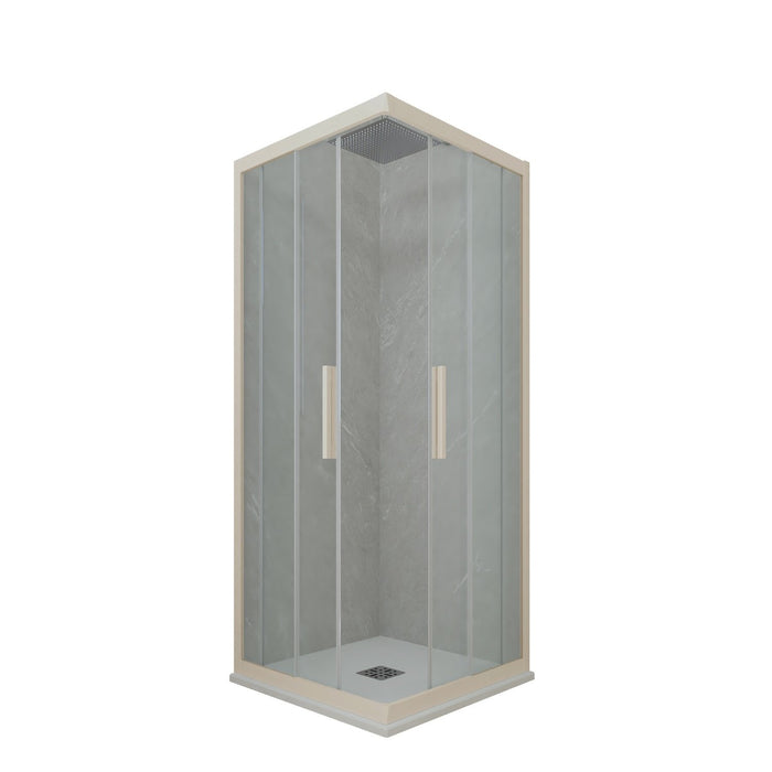 Box doccia angolare scorrevole 75x120 CM H 200 Vetro Trasparente Profilo Champagne mod. Kolors