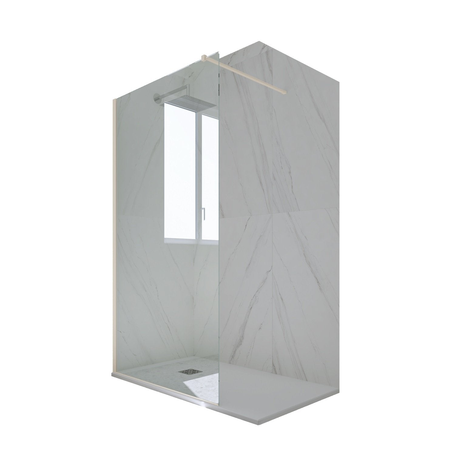 Parete doccia Walk-in da 100 CM H 200 Vetro Trasparente Profilo Champagne in pvc mod. Kolors