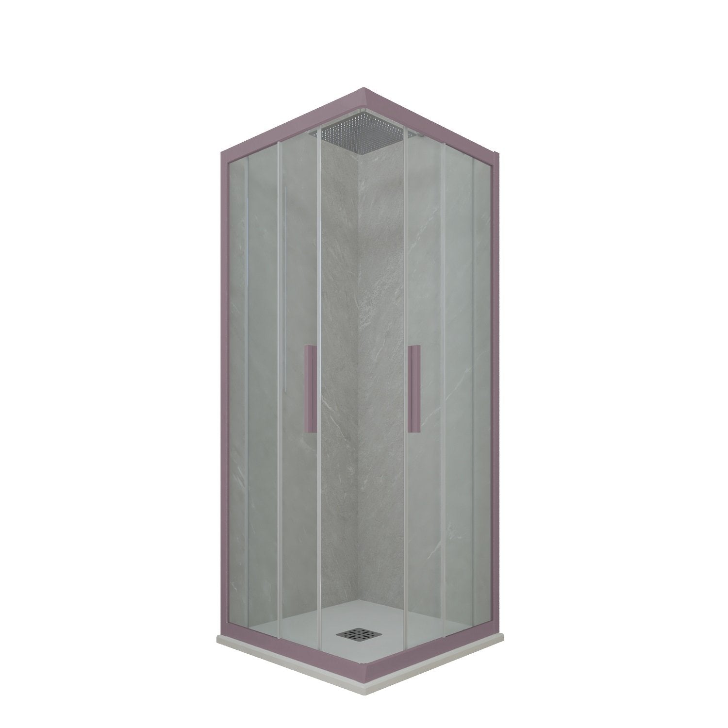 Box doccia angolare scorrevole 80x80 CM H 200 Vetro Trasparente Profilo Lavanda mod. Kolors