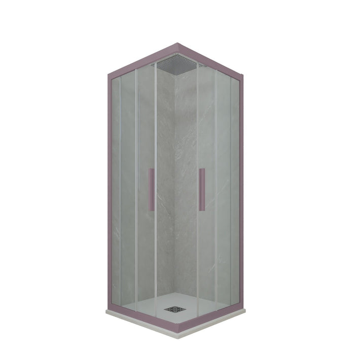 Box doccia angolare scorrevole 110x110 CM H 200 Vetro Trasparente Profilo Lavanda mod. Kolors