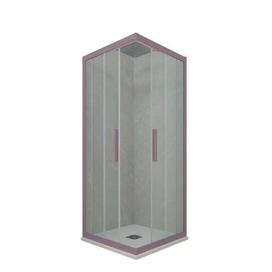 Box doccia angolare scorrevole 70x100 CM H 200 Vetro Trasparente Profilo Lavanda mod. Kolors