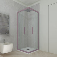 Box doccia angolare scorrevole 80x80 CM H 200 Vetro Trasparente Profilo Lavanda mod. Kolors