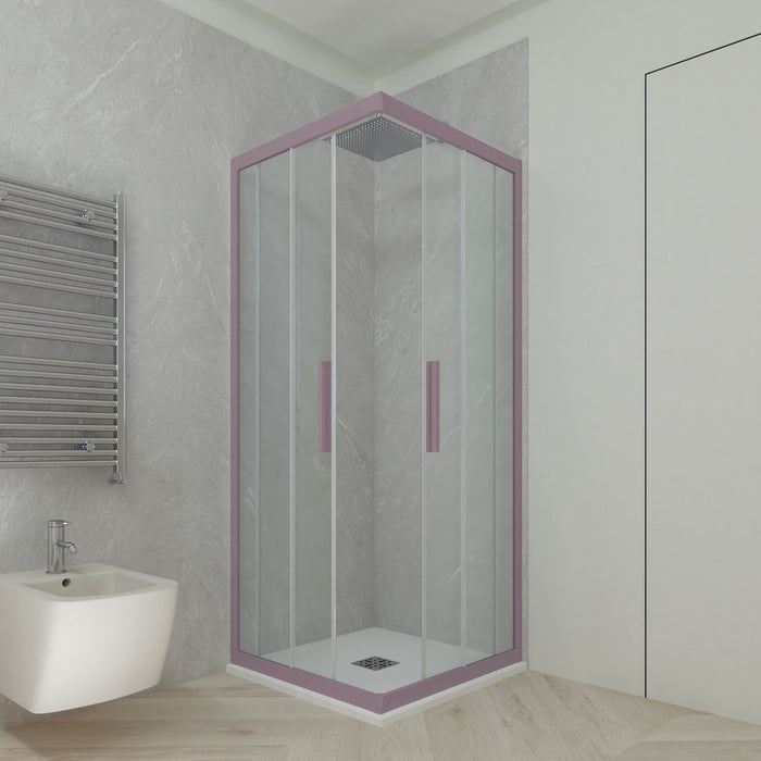 Box doccia angolare scorrevole 100x120 CM H 200 Vetro Trasparente Profilo Lavanda mod. Kolors