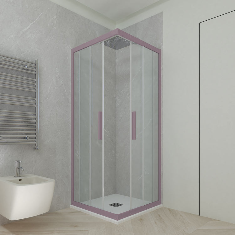 Box doccia angolare scorrevole 110x120 CM H 200 Vetro Trasparente Profilo Lavanda mod. Kolors