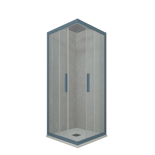 Box doccia angolare scorrevole 75x80 CM H 200 Vetro Trasparente Profilo Blu Navy mod. Kolors