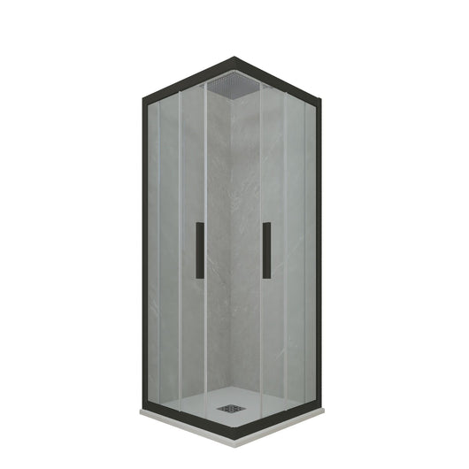 Box doccia angolare scorrevole 70x120 CM H 200 Vetro Trasparente Profilo Nero Matt mod. Kolors