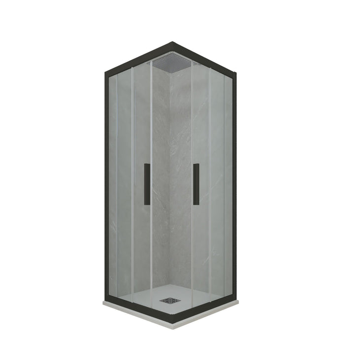 Box doccia angolare scorrevole 90x100 CM H 200 Vetro Trasparente Profilo Nero Matt mod. Kolors