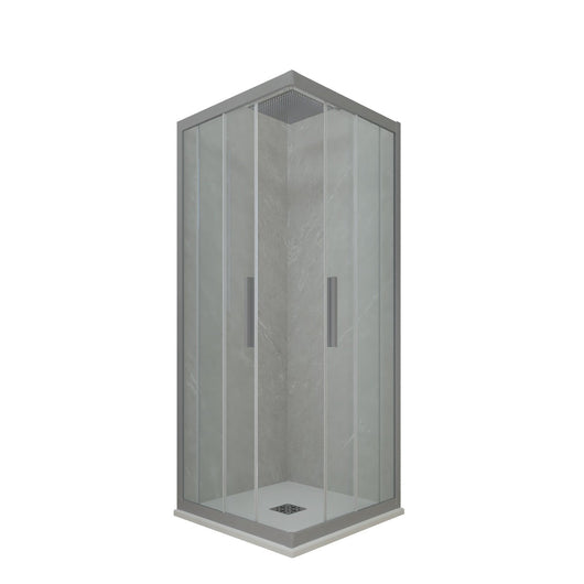 Box doccia angolare scorrevole 70x80 CM H 200 Vetro Trasparente Profilo Silver mod. Kolors