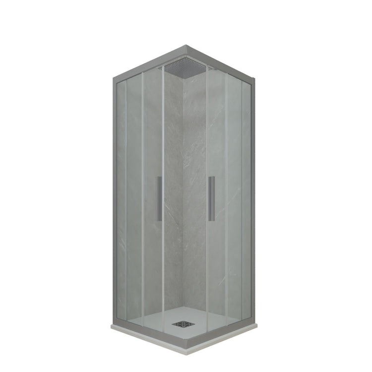 Box doccia angolare scorrevole 90x110 CM H 200 Vetro Trasparente Profilo Silver mod. Kolors