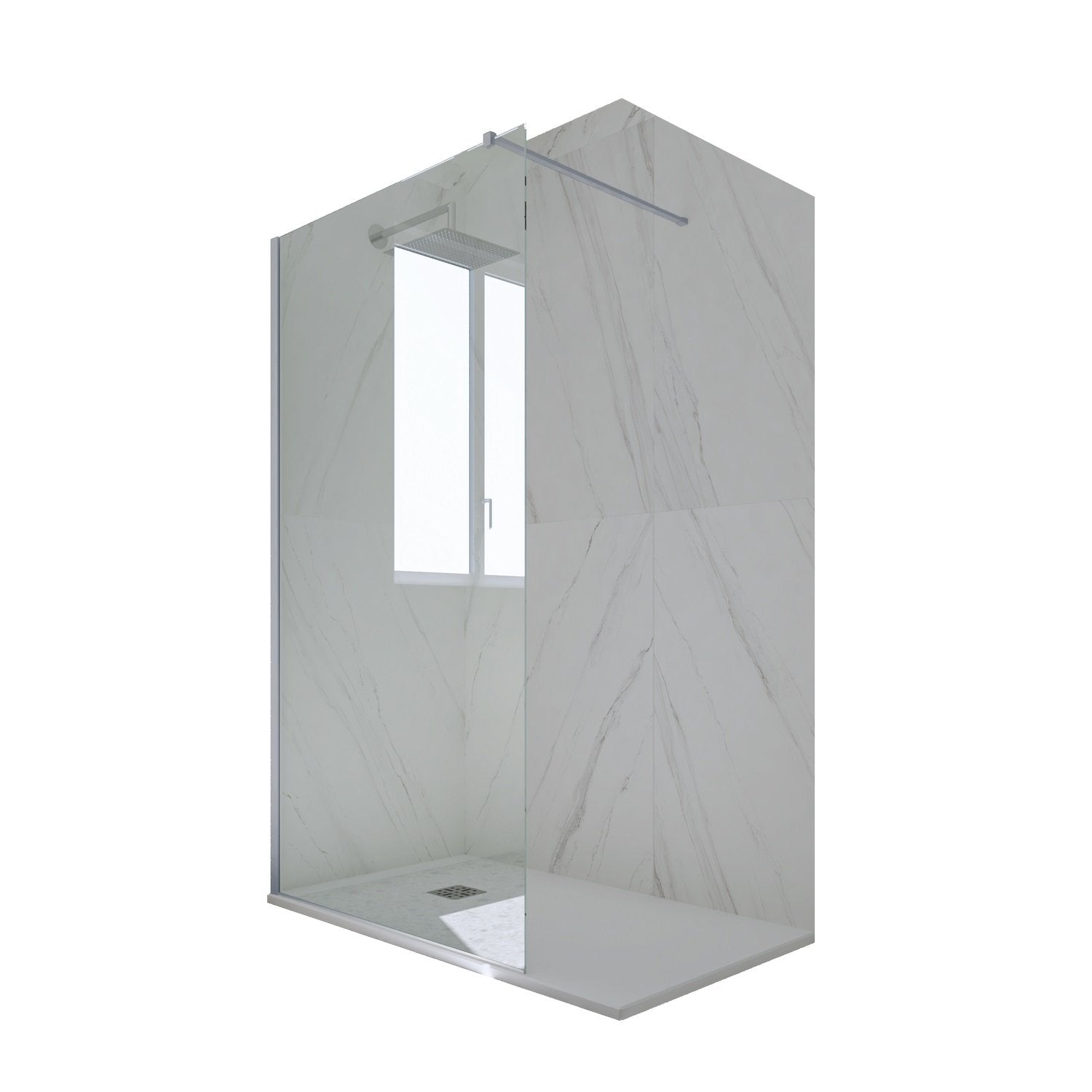 Parete doccia Walk-in da 110 CM H 200 Vetro Trasparente Profilo Silver in pvc mod. Kolors