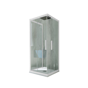 Box doccia 3 lati scorrevole 70x80x70 CM H 200 Vetro Trasparente Profilo Bianco Matt mod. Kolors Trio