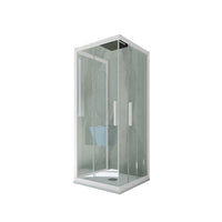 Box doccia 3 lati scorrevole 90x110x90 CM H 200 Vetro Trasparente Profilo Bianco Matt mod. Kolors Trio